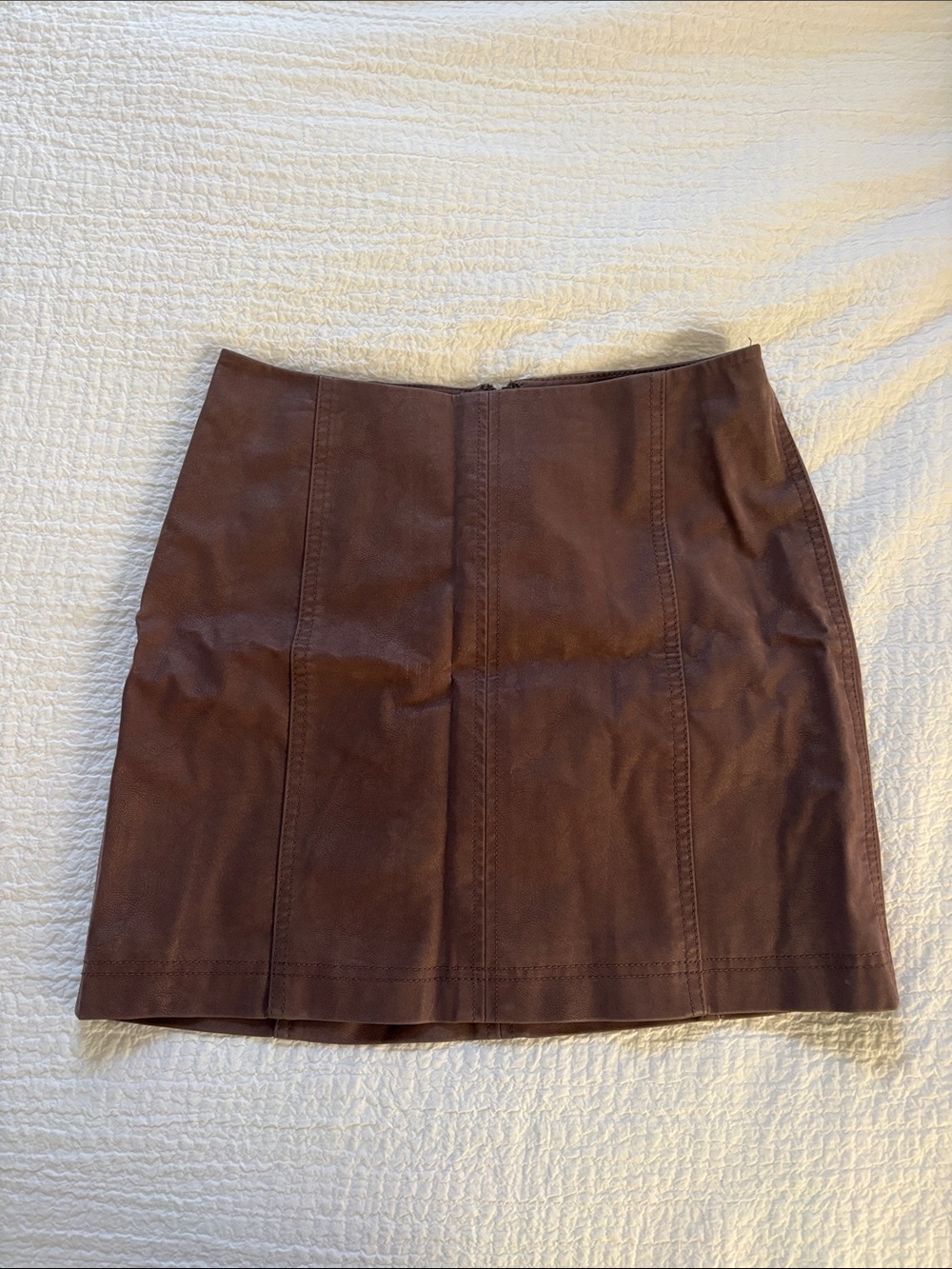 Free People Brown Faux Leather Mini Skirt
